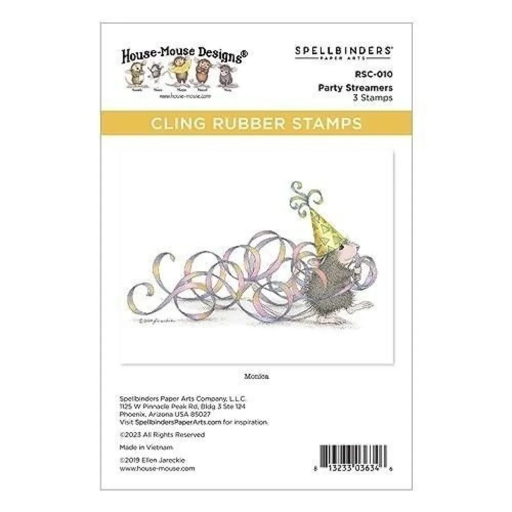 Spellbinders House-Mouse Designs Party Streamers Cling Rubber Stamps RSC-010 New